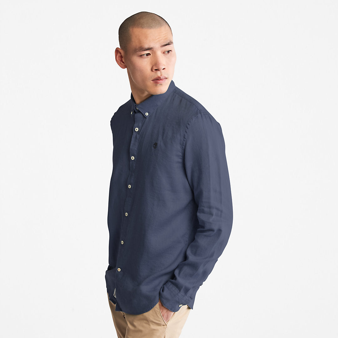 Timberland Mens Mill River LS Linen Shirt for Men in Navy