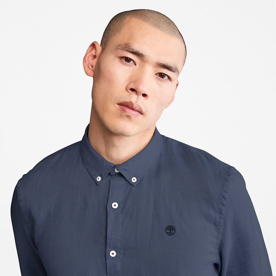 Timberland Mens Mill River LS Linen Shirt for Men in Navy