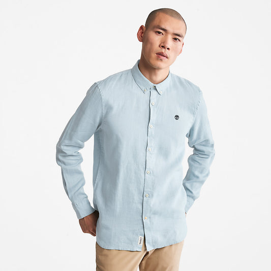 Timberland Mens Mill River LS Linen Shirt for Men in Light Blue