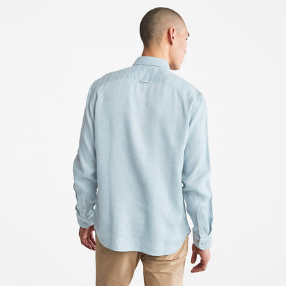 Timberland Mens Mill River LS Linen Shirt for Men in Light Blue