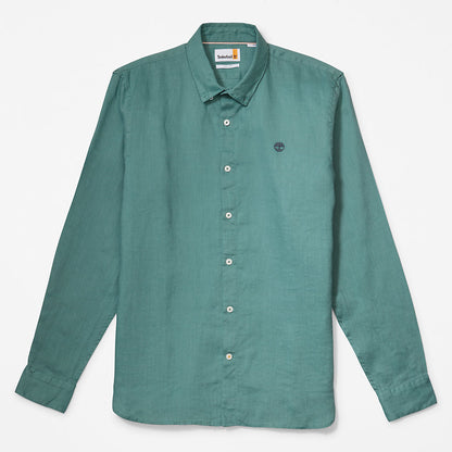 Timberland Mens Mill River Slim-Fit Linen Shirt for Men in Teal