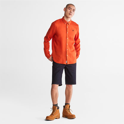 Timberland Mens Mill River Slim-Fit Linen Shirt for Men in Orange