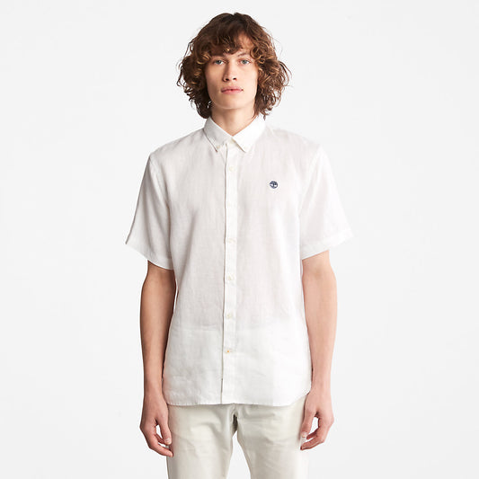 Timberland Mens Mill River Short-sleeve Linen Shirt for Men in White