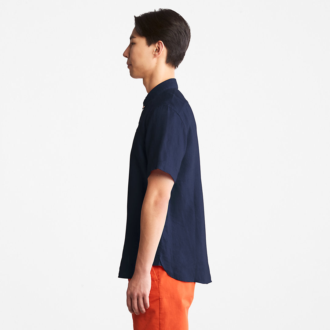 Timberland Mens Mill River Short-sleeve Linen Shirt for Men in Navy