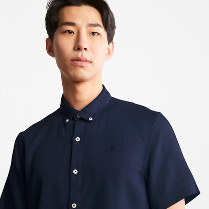 Timberland Mens Mill River Short-sleeve Linen Shirt for Men in Navy
