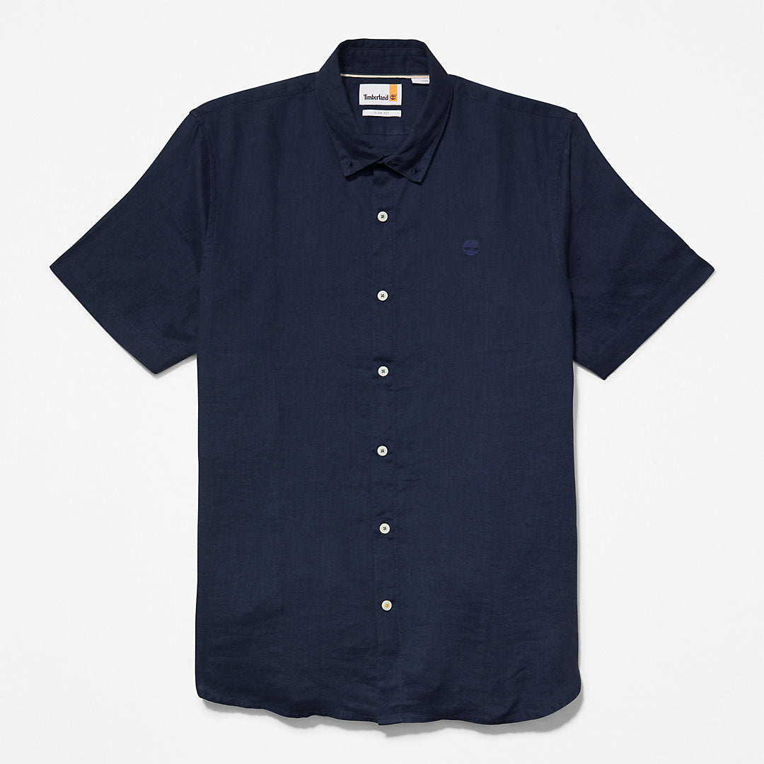 Timberland Mens Mill River Short-sleeve Linen Shirt for Men in Navy