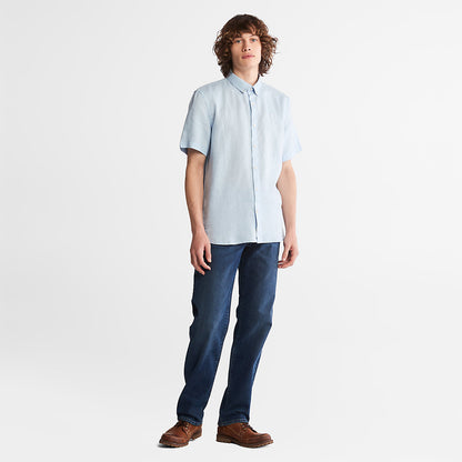 Timberland Mens Mill River Short-Sleeve Shirt for Men in Light Blue