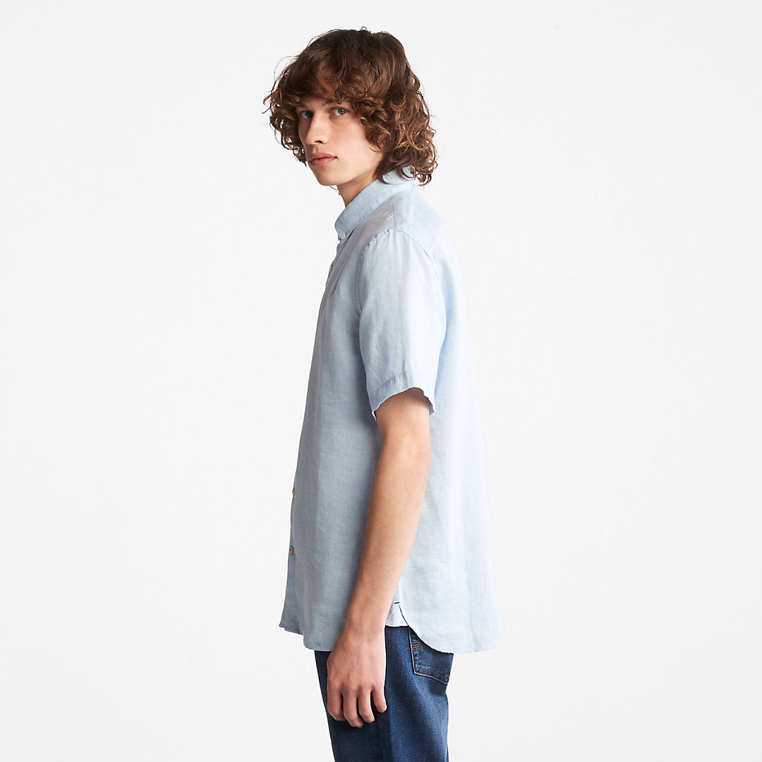 Timberland Mens Mill River Short-Sleeve Shirt for Men in Light Blue