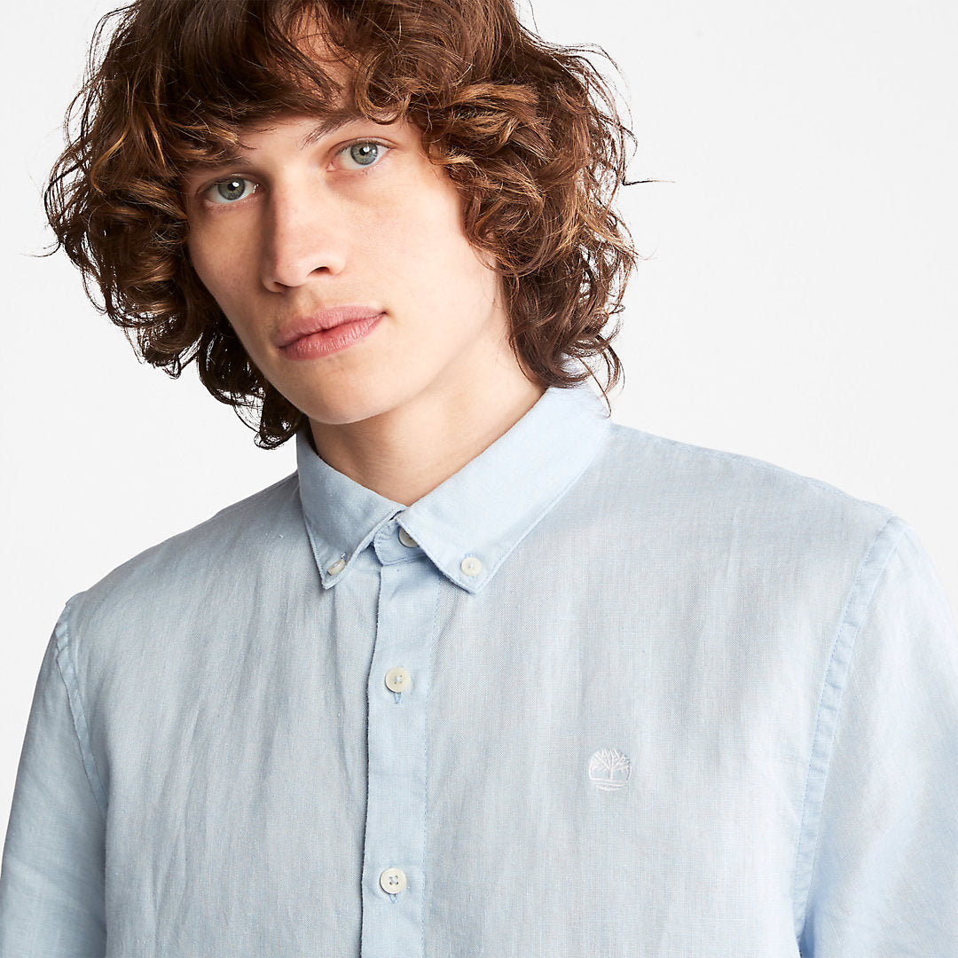 Timberland Mens Mill River Short-Sleeve Shirt for Men in Light Blue