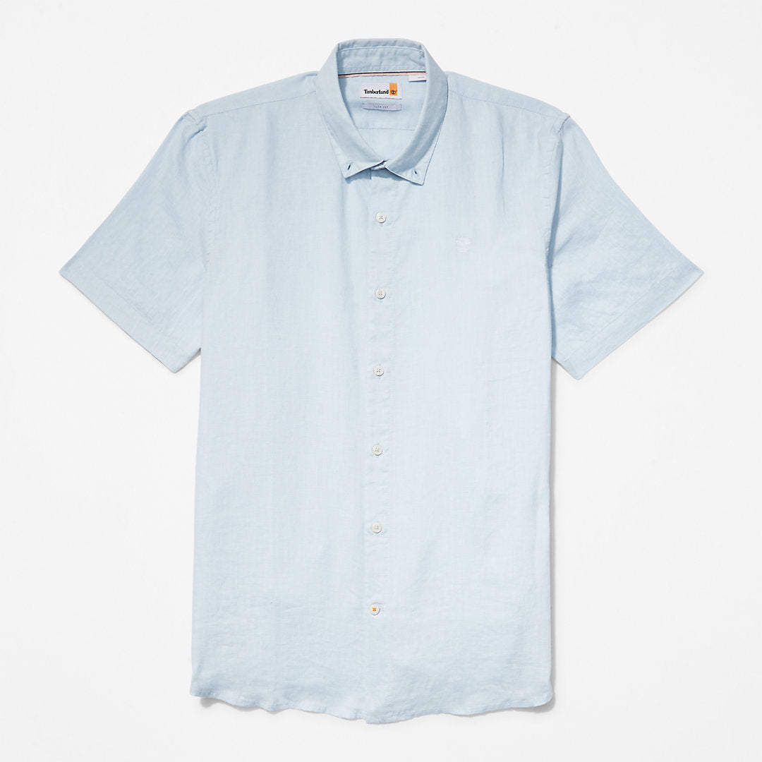 Timberland Mens Mill River Short-Sleeve Shirt for Men in Light Blue