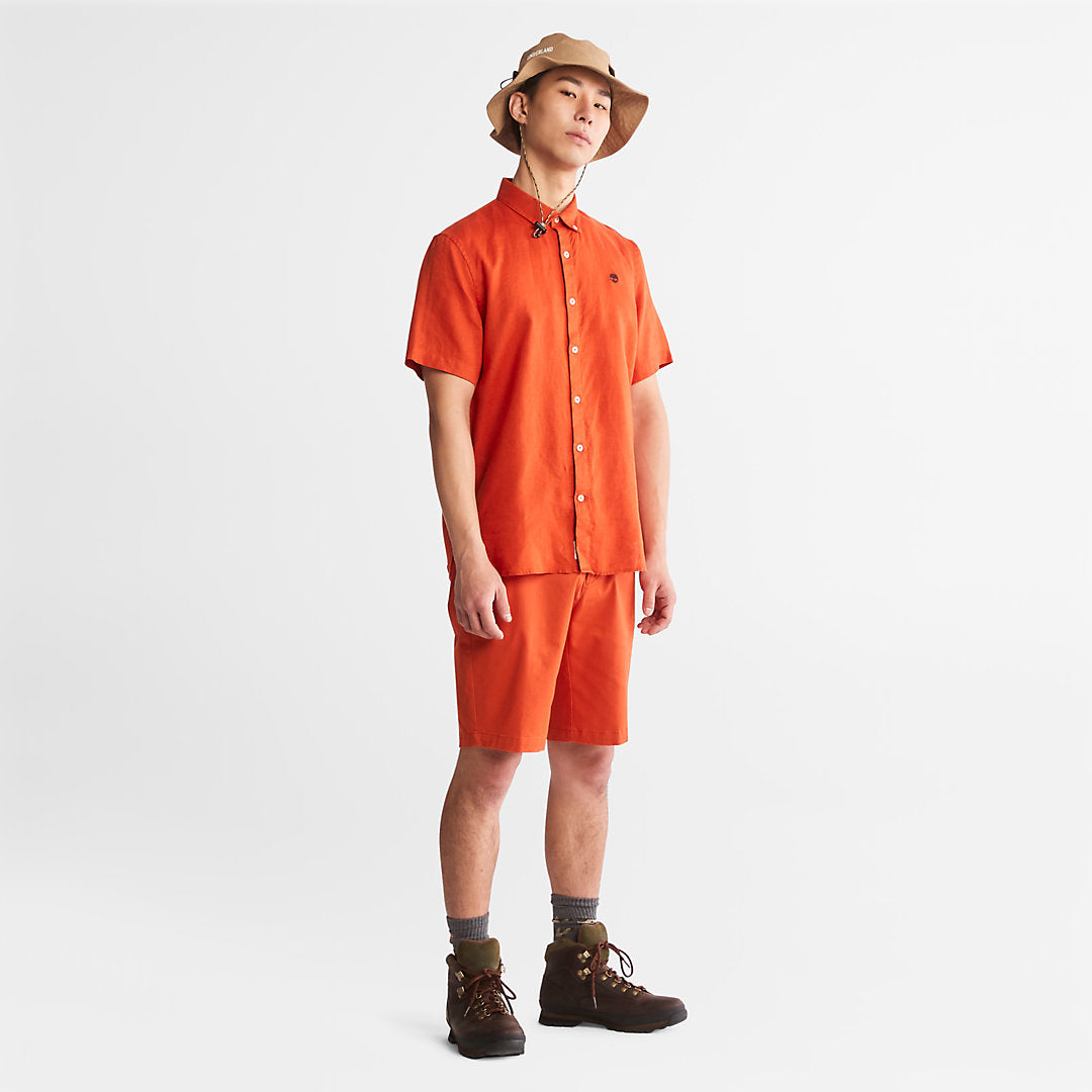 Timberland Mens Mill River Short-Sleeve Shirt for Men in Orange