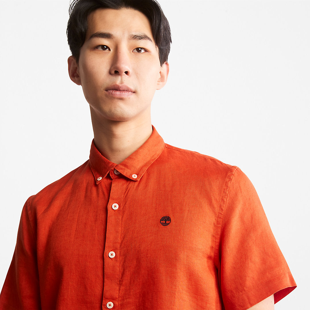 Timberland Mens Mill River Short-Sleeve Shirt for Men in Orange