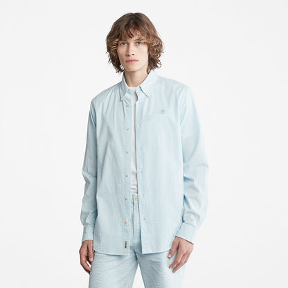 Timberland Mens Striped Seersucker Shirt for Men in Blue