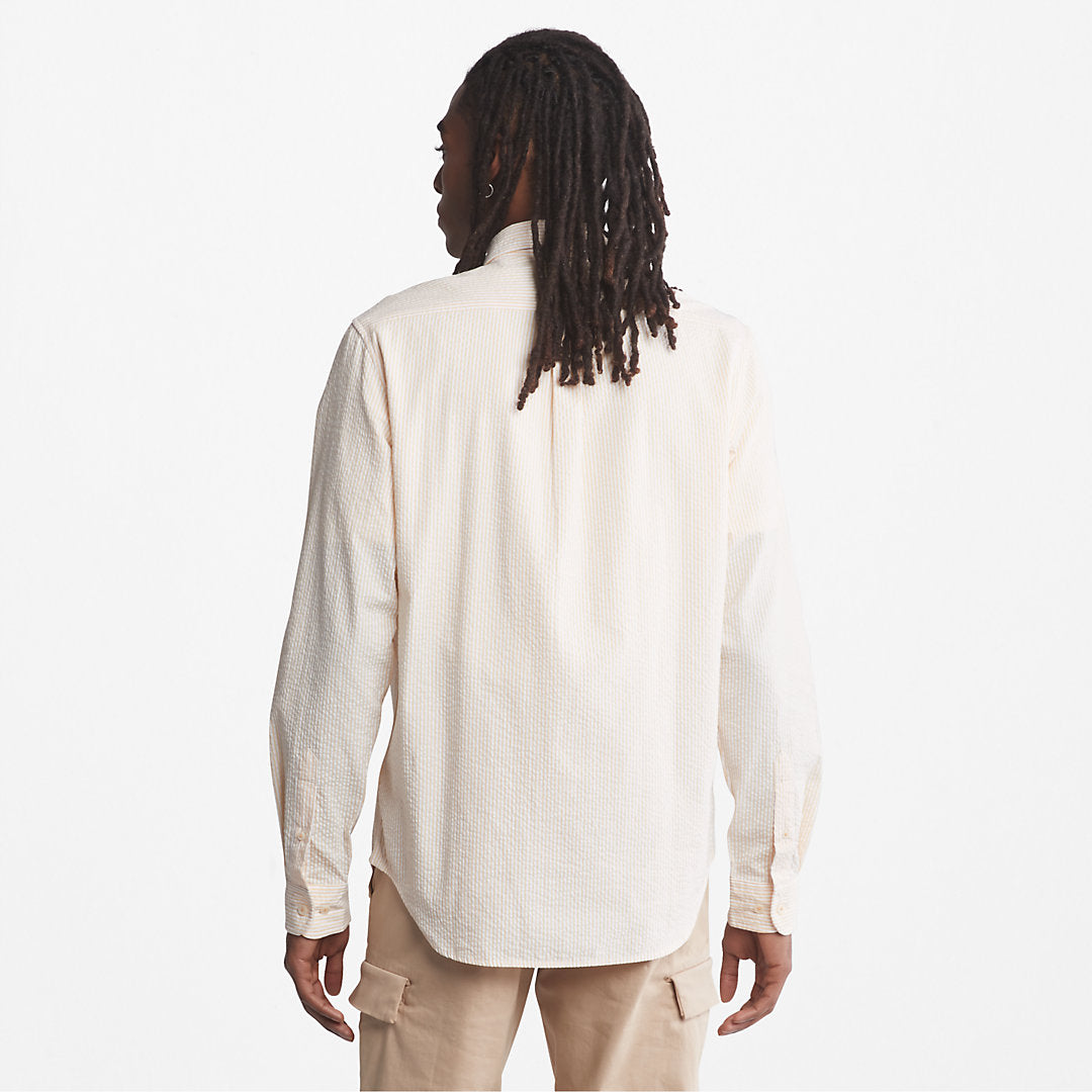 Timberland Mens Striped Seersucker Shirt for Men in Orange