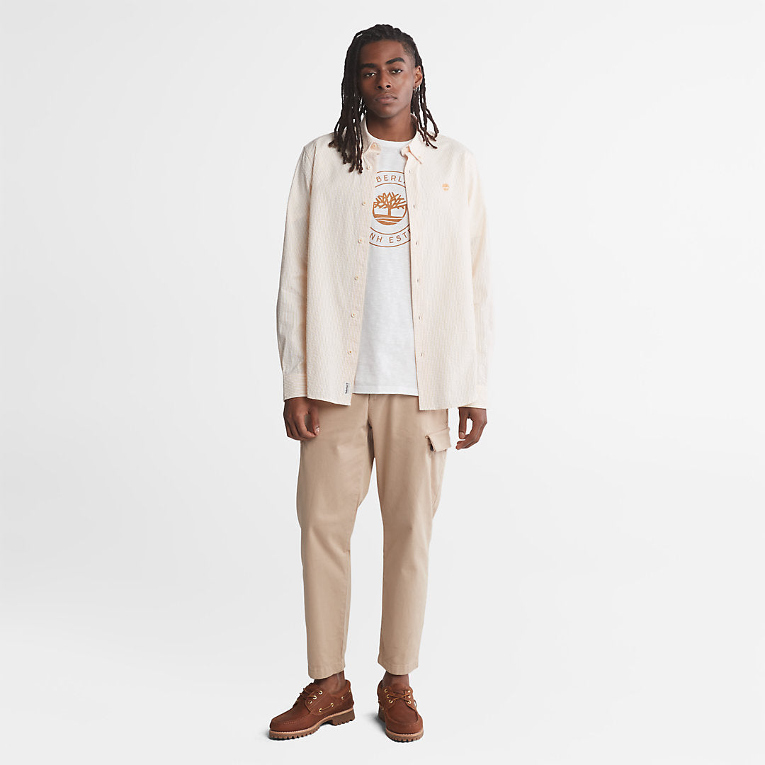Timberland Mens Striped Seersucker Shirt for Men in Orange