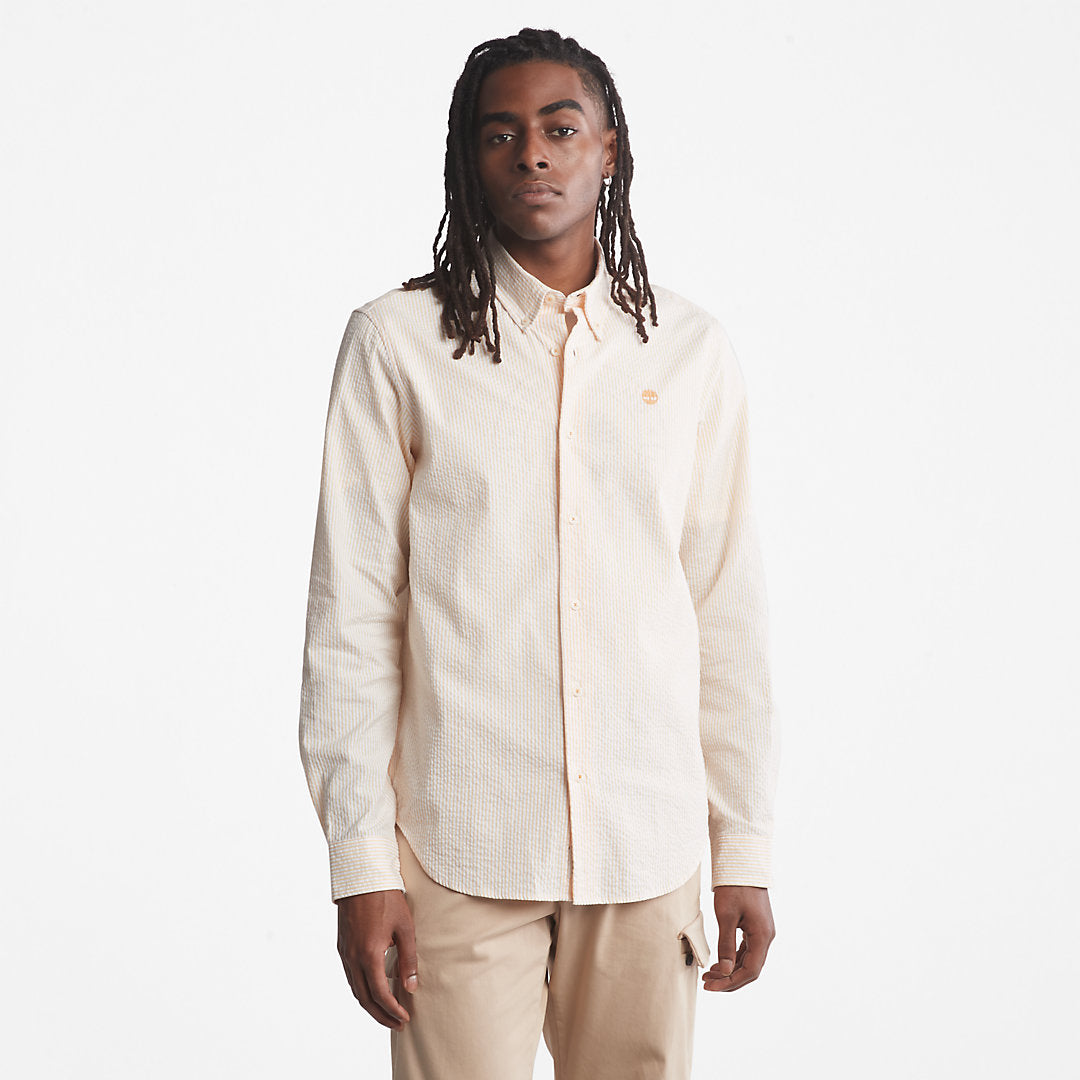 Timberland Mens Striped Seersucker Shirt for Men in Orange