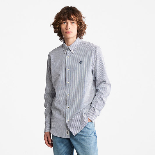 Timberland Mens Striped Seersucker Shirt for Men in Navy