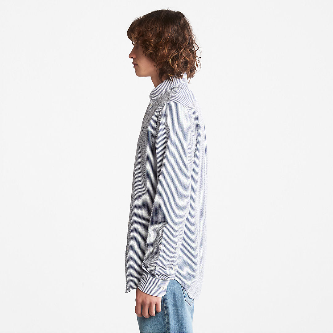 Timberland Mens Striped Seersucker Shirt for Men in Navy
