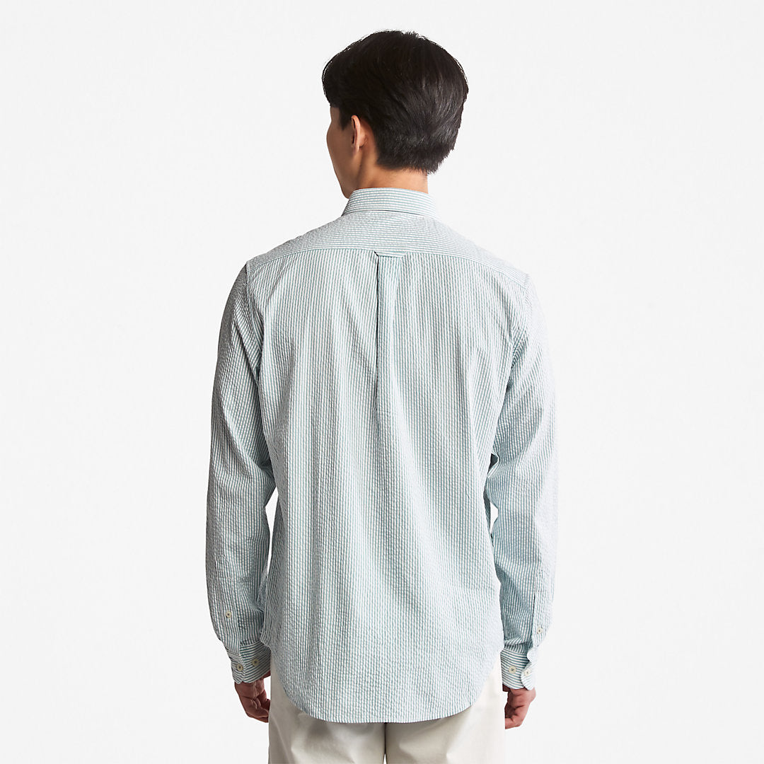 Timberland Mens Striped Seersucker Shirt for Men in Green