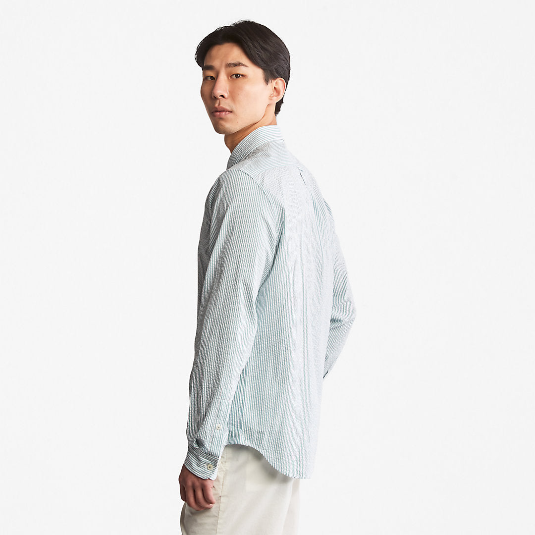 Timberland Mens Striped Seersucker Shirt for Men in Green