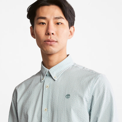 Timberland Mens Striped Seersucker Shirt for Men in Green