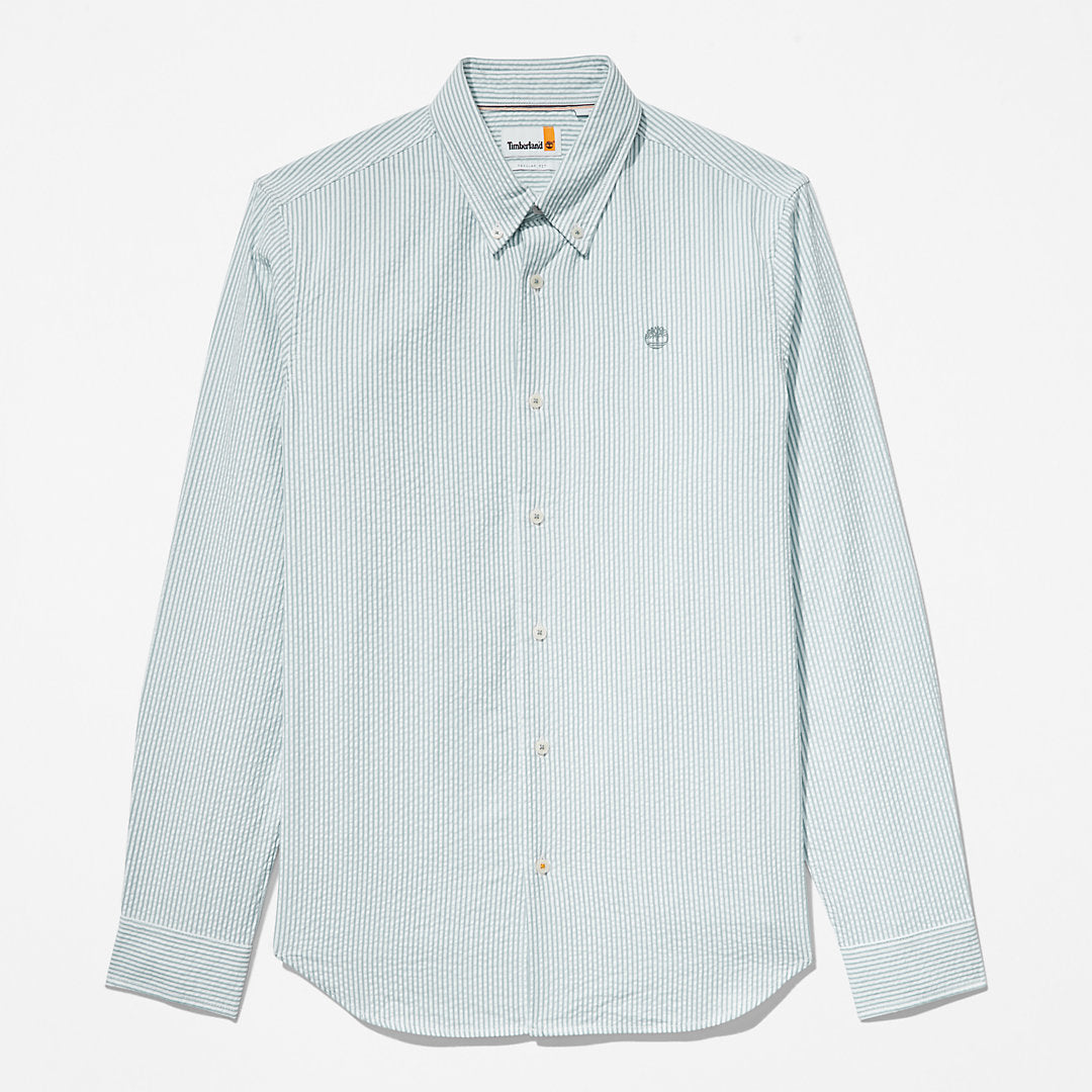 Timberland Mens Striped Seersucker Shirt for Men in Green