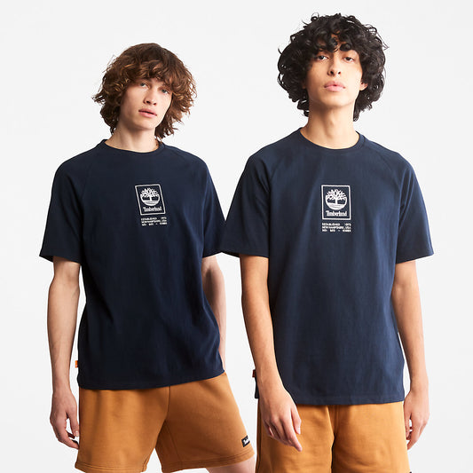 Timberland Mens Stacked Logo T-shirt for All Gender in Navy