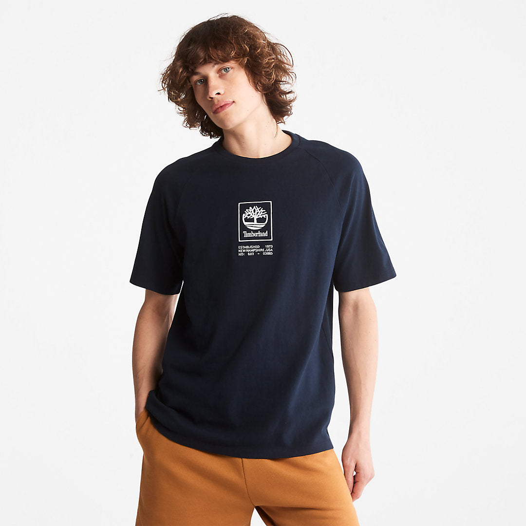 Timberland Mens Stacked Logo T-shirt for All Gender in Navy