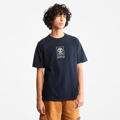 Timberland Mens Stacked Logo T-shirt for All Gender in Navy
