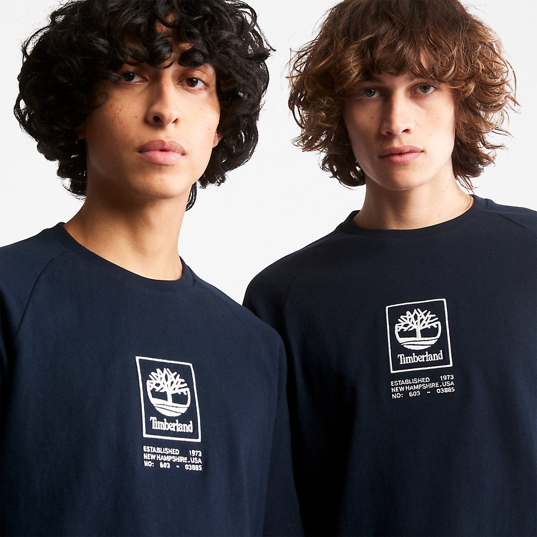 Timberland Mens Stacked Logo T-shirt for All Gender in Navy