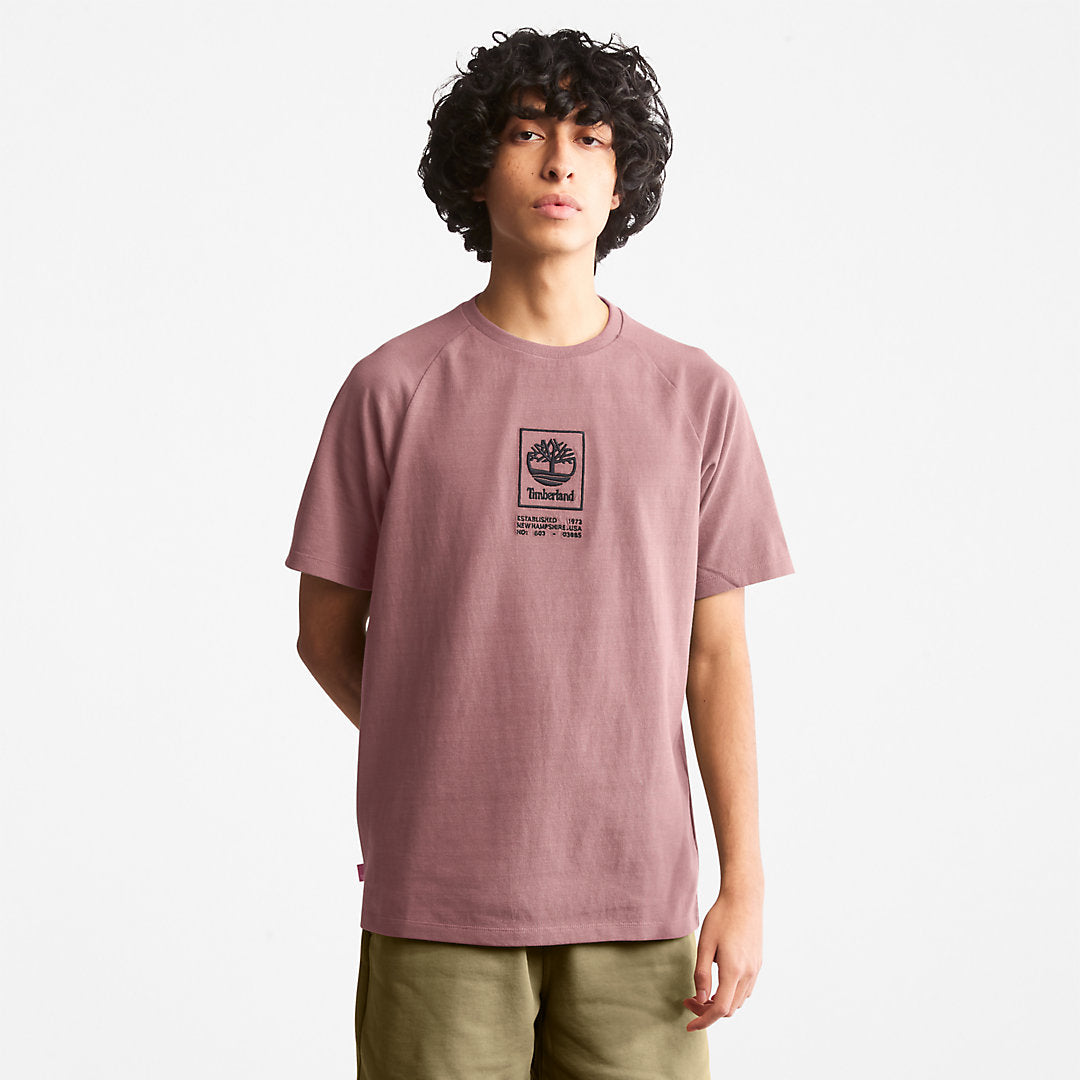 Timberland Mens Stacked Logo T-shirt for Men in Dark Pink