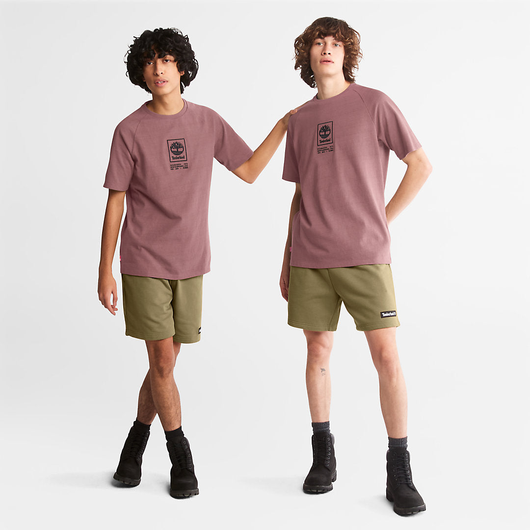 Timberland Mens Stacked Logo T-shirt for Men in Dark Pink