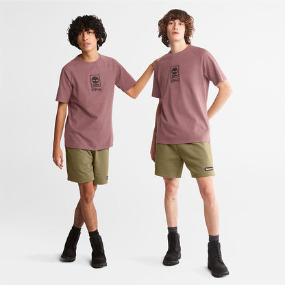 Timberland Mens Stacked Logo T-shirt for Men in Dark Pink