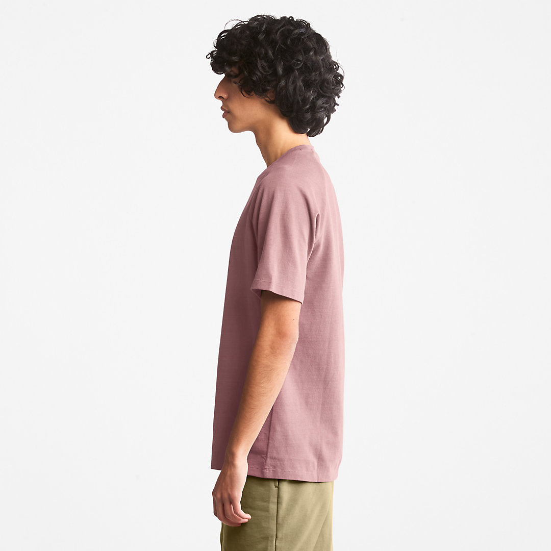 Timberland Mens Stacked Logo T-shirt for Men in Dark Pink