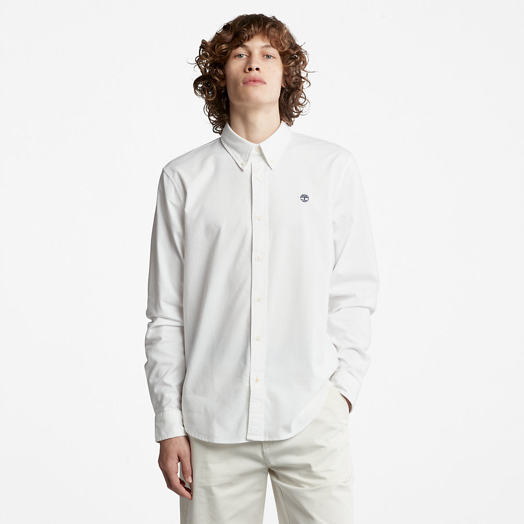 Timberland Mens Pleasant River Slim Oxford Shirt for Men in White