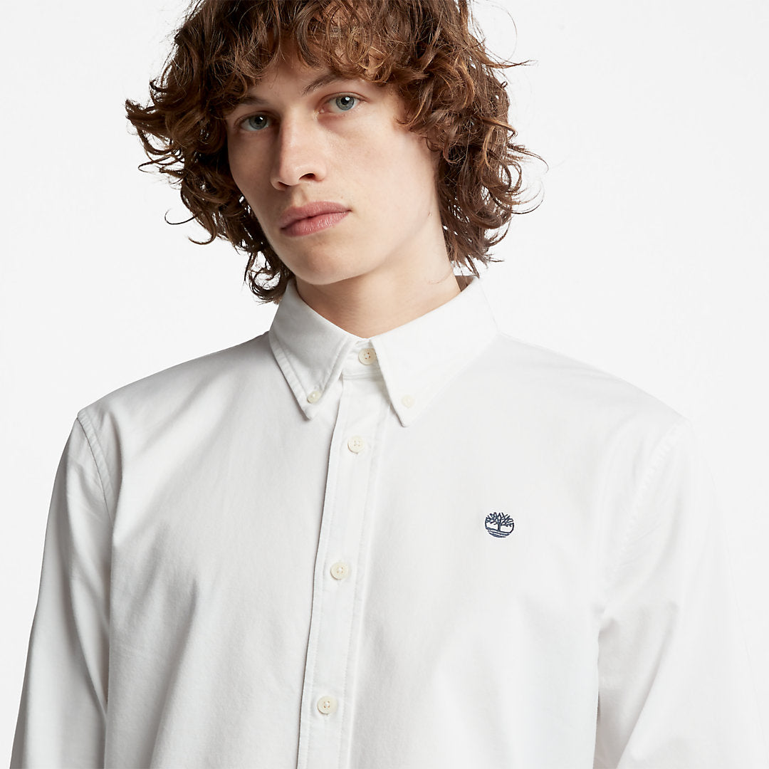 Timberland Mens Pleasant River Slim Oxford Shirt for Men in White