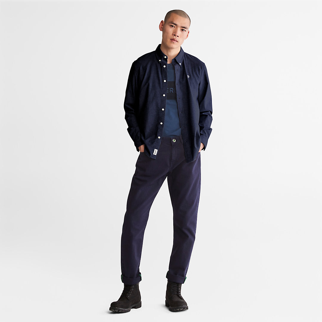 Timberland Mens Pleasant River Slim Oxford Shirt for Men in Navy