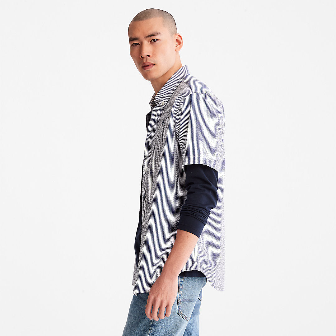 Timberland Mens SS Seersucker Shirt for Men in Blue