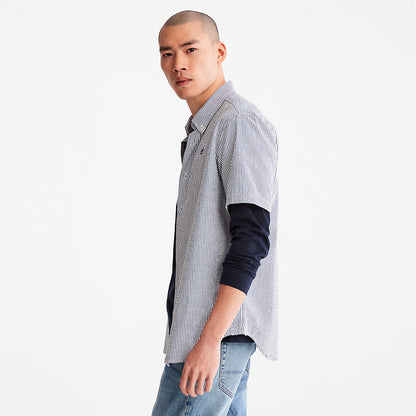 Timberland Mens SS Seersucker Shirt for Men in Blue
