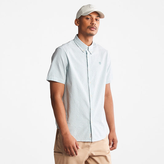 Timberland Mens SS Seersucker Shirt for Men in Green