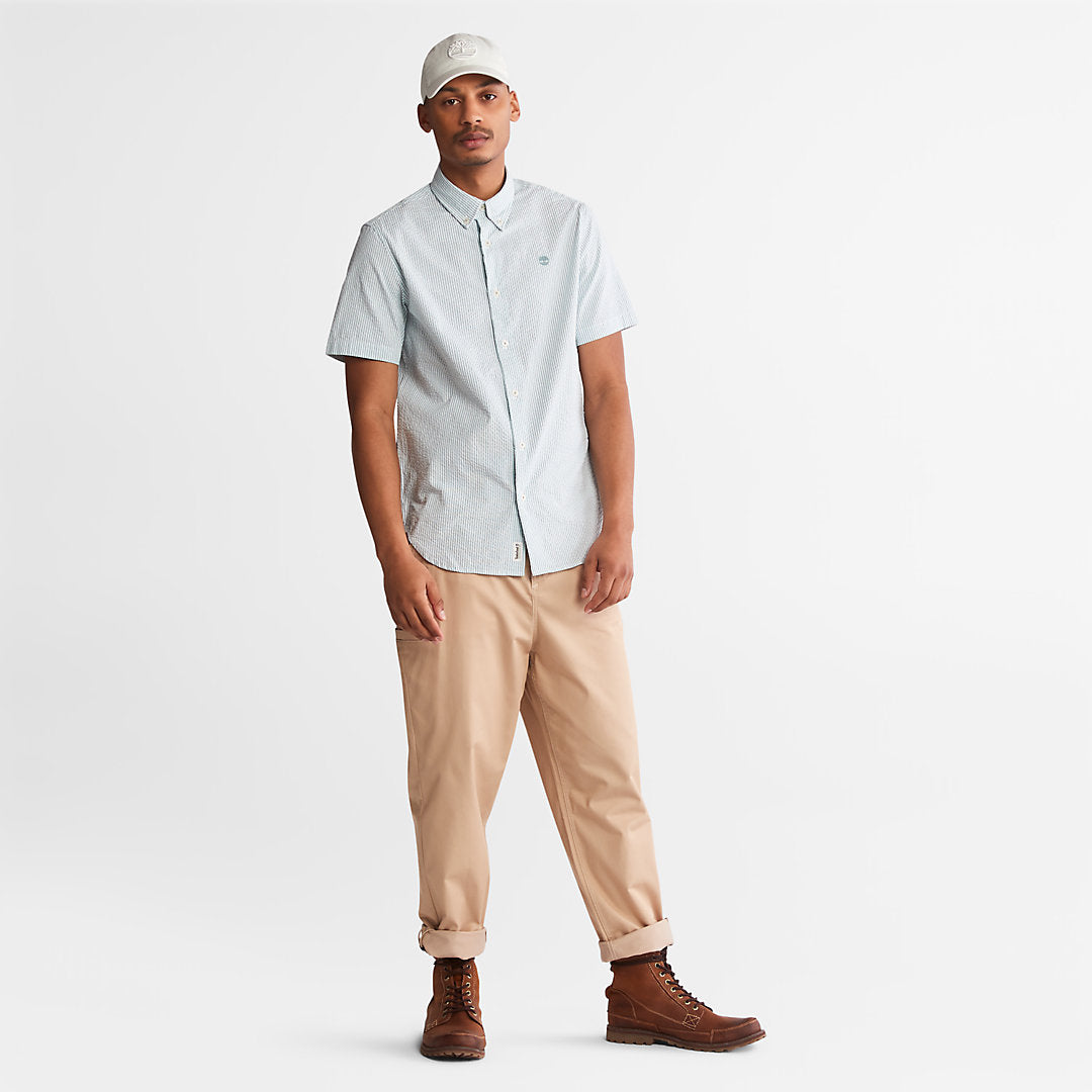 Timberland Mens SS Seersucker Shirt for Men in Green
