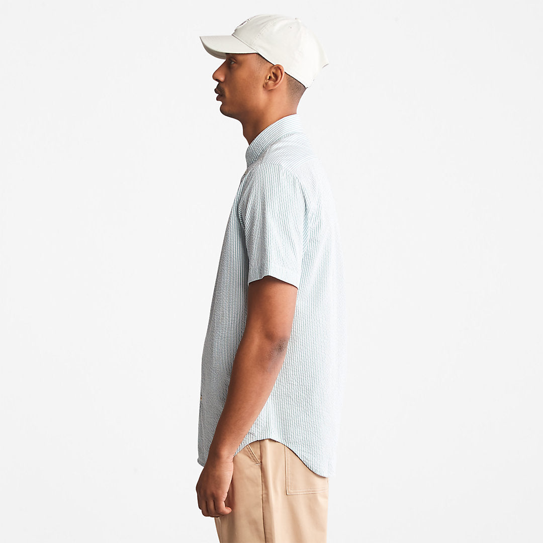 Timberland Mens SS Seersucker Shirt for Men in Green