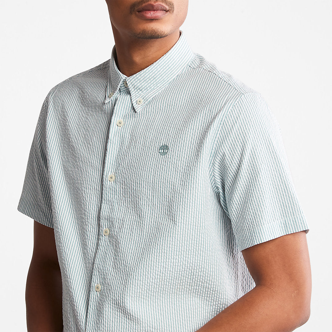 Timberland Mens SS Seersucker Shirt for Men in Green
