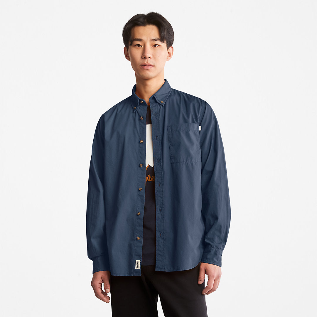 Timberland Mens Outdoor Heritage Washed Poplin Shirt for Men in Blue