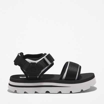 Timberland Womens Euro Swift Ankle-Strap Sandal for Women in Monochrome Black
