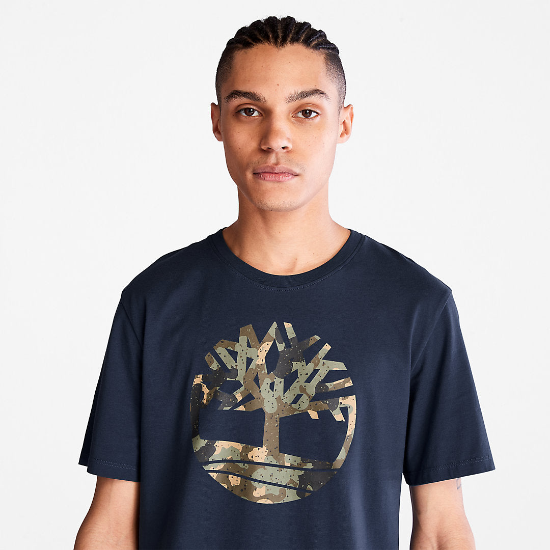 Timberland Mens Camo-Logo T-Shirt for Men in Navy