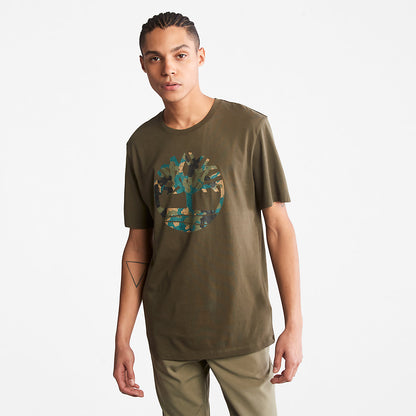 Timberland Mens Camo-Logo T-Shirt for Men in Dark Green