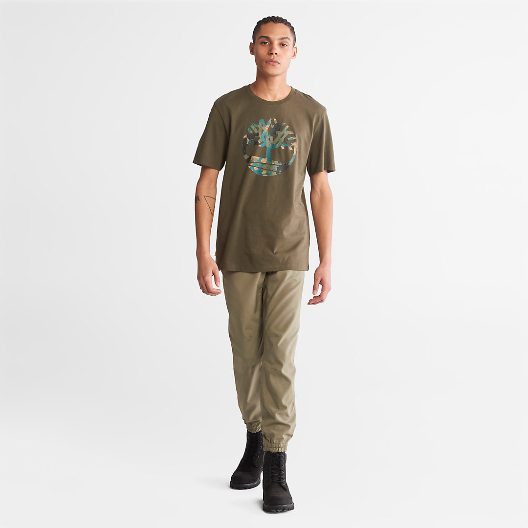 Timberland Mens Camo-Logo T-Shirt for Men in Dark Green