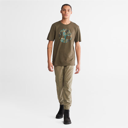 Timberland Mens Camo-Logo T-Shirt for Men in Dark Green