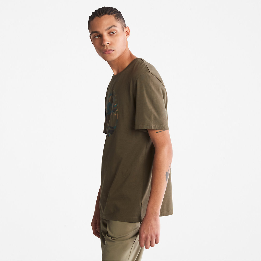 Timberland Mens Camo-Logo T-Shirt for Men in Dark Green